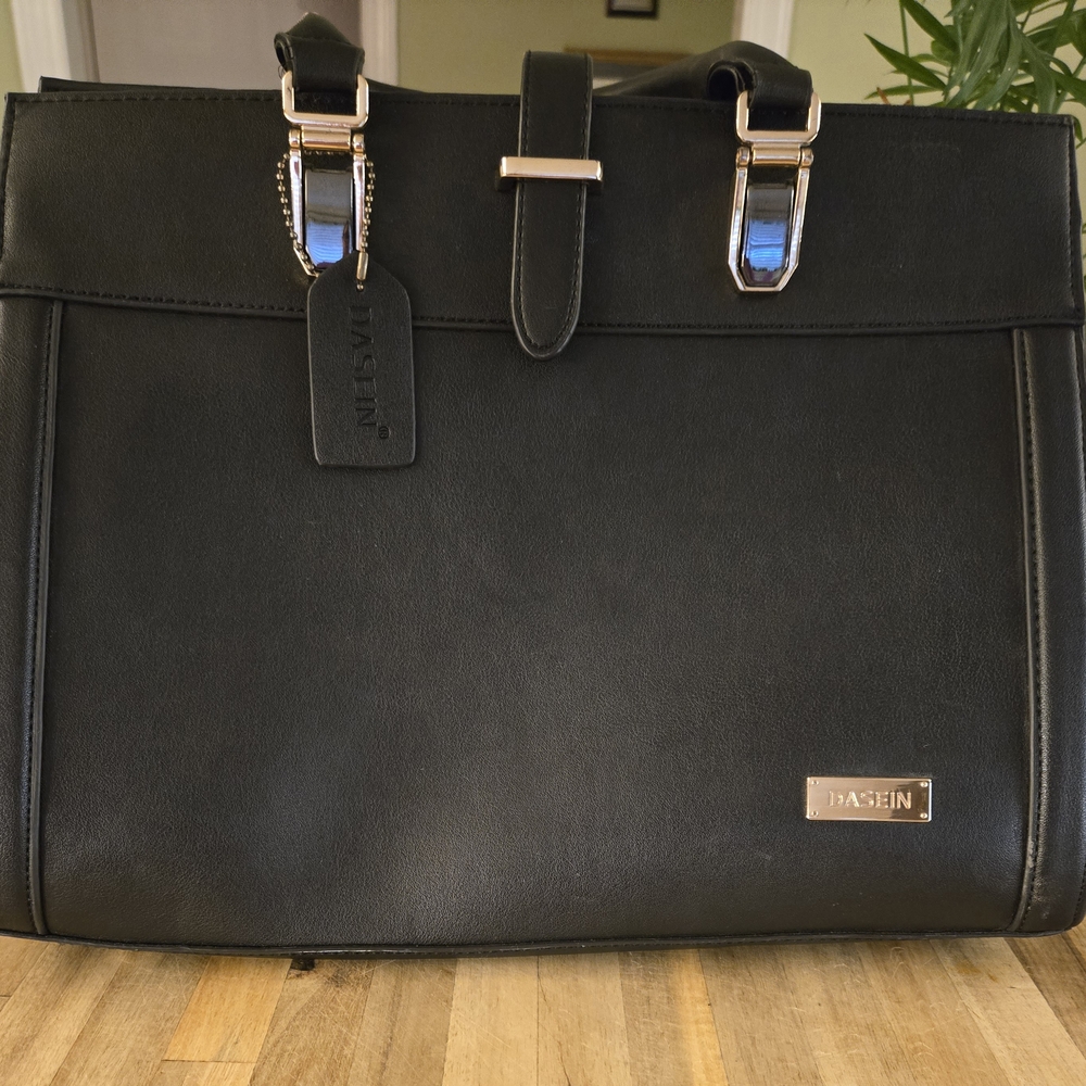 Womens Black Leather Tote By DASHEIN